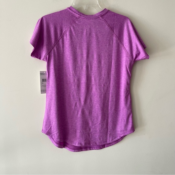 Beverly Hills Polo Club Heathered Purple V-neck Active Exercise Activewear Top - Picture 2 of 3